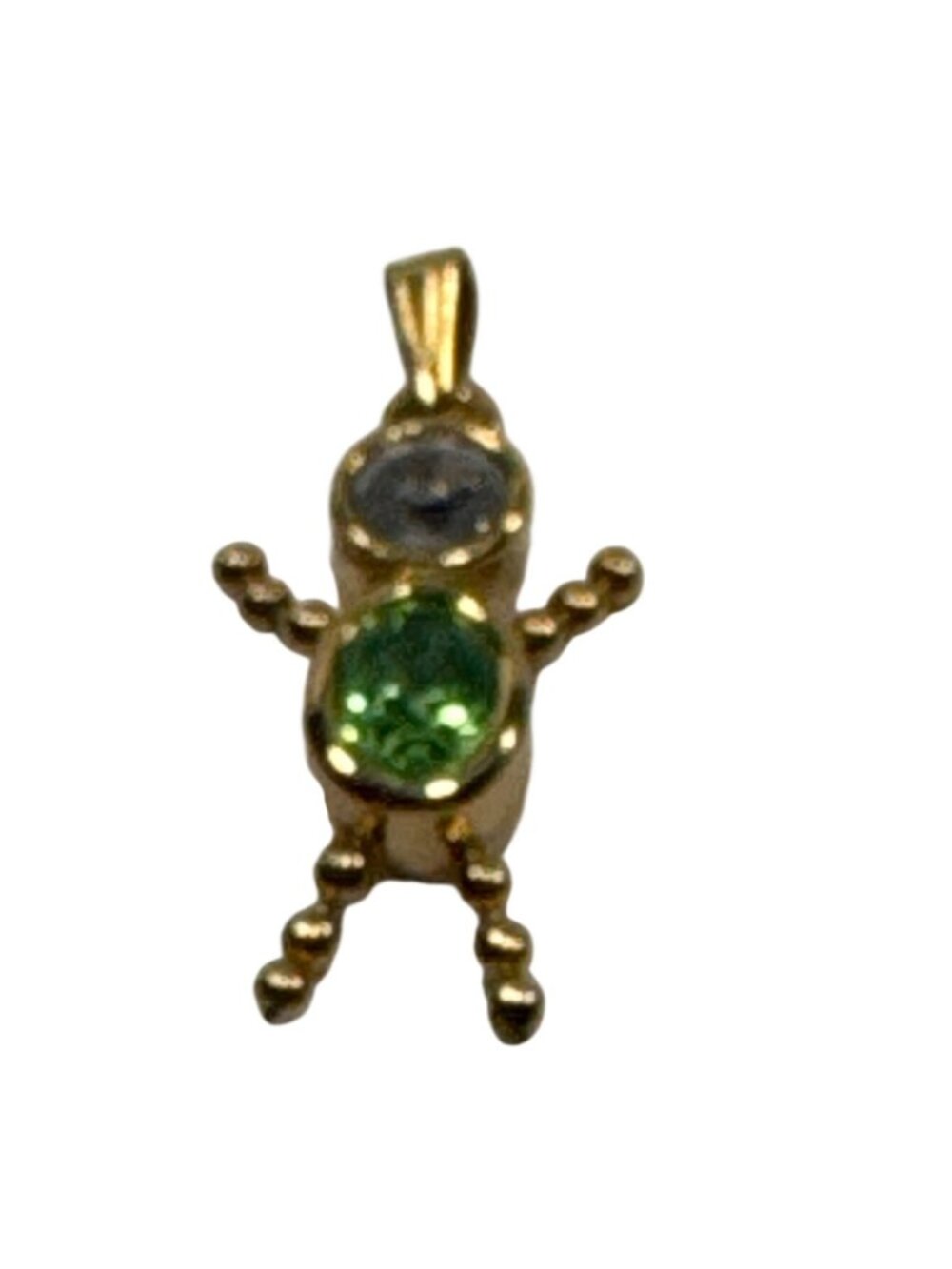 Gold-Tone Child Pendant With Clear & Green Gemstones Grandma Mother Gift